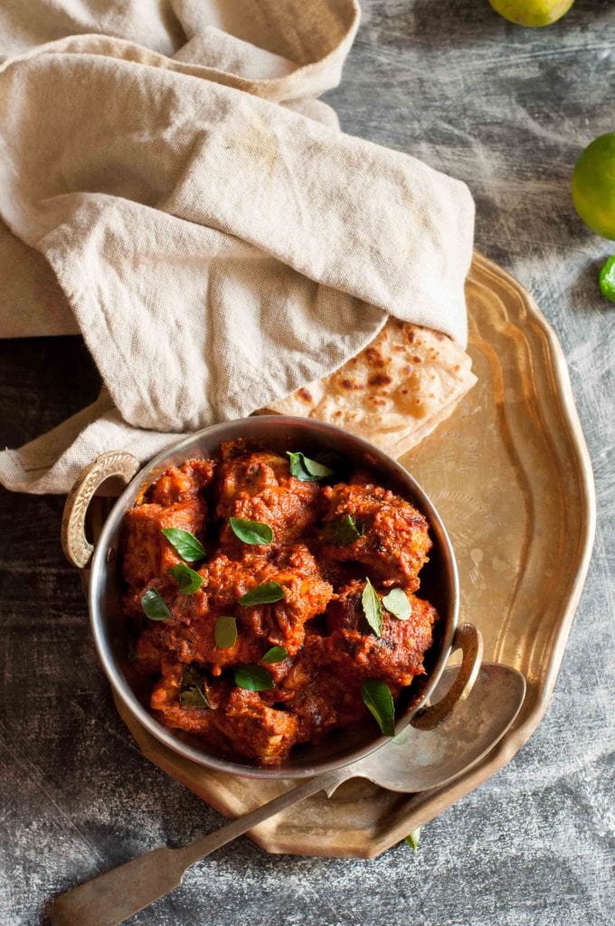 Authentic Mangalorean Chicken Ghee Roast made with whole spices,tamrind and jaggery.