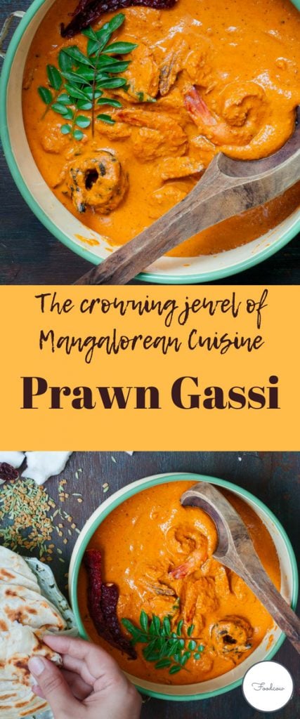 Mangalorean Prawn Gassi or Yeti Gassi - Made with Coconut,Cocum,Tamarind and Shallots.Tangi,Earthy Curry which goes very well with Rice,Neer Dosas and Parathas.