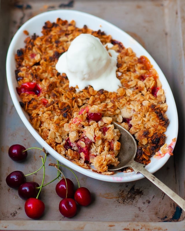 Cherry & Rhubarb Crumble