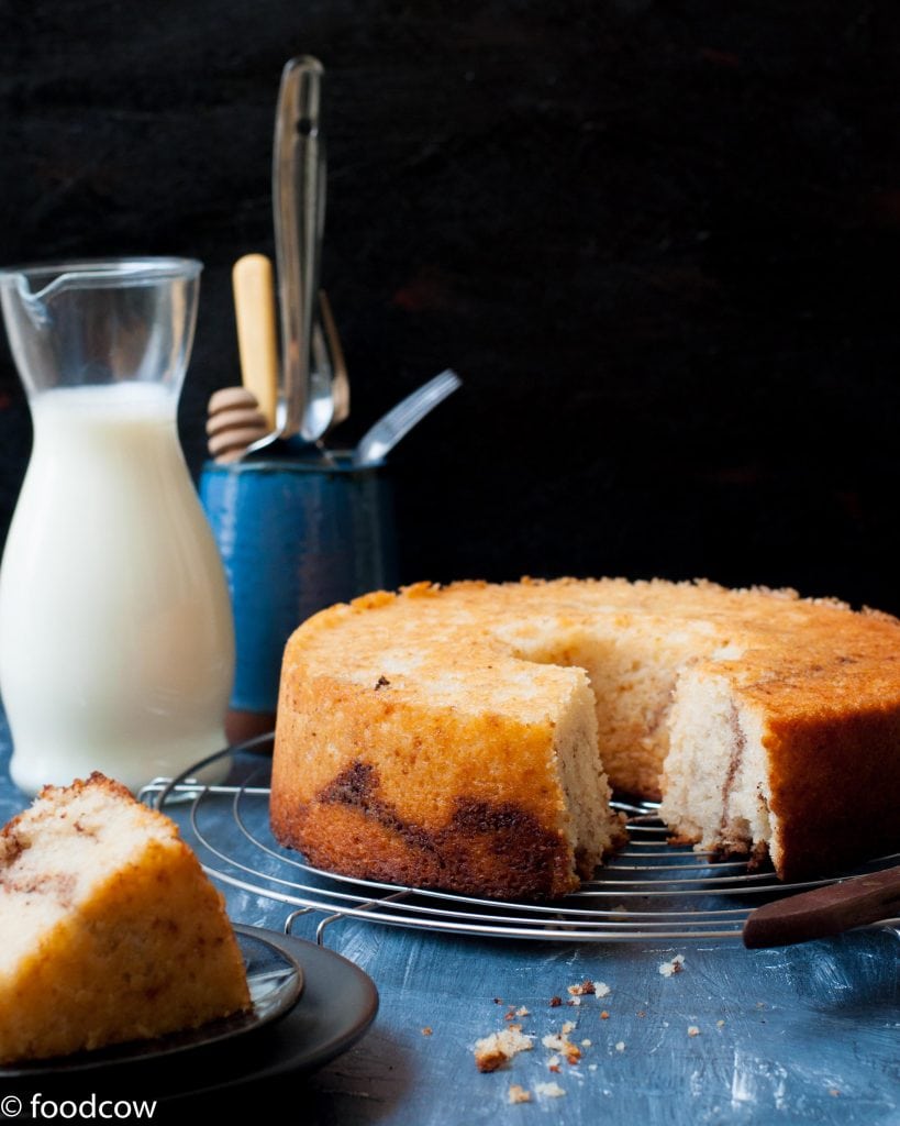 Eggless Cinnamon Cake - Vegetarian Coffee Cake with Swirls of Cinnamon