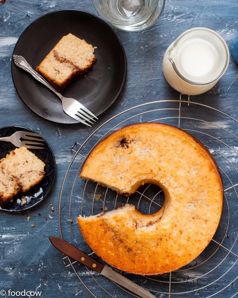 Eggless Cinnamon Cake - Vegetarian Coffee Cake with Swirls of Cinnamon