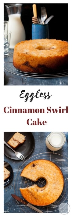 Eggless Cinnamon Cake - Vegetarian Coffee Cake with Swirls of Cinnamon