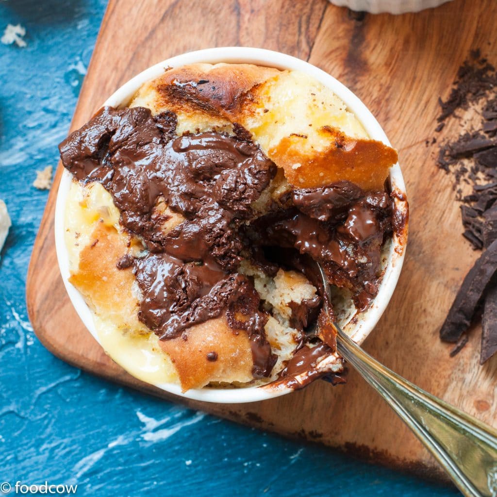 15 minute Chocolate Bread Pudding - A Super Fast,Easy to make, Fool proof,Warm and Comforting, no fail Chocolate dessert recipe.