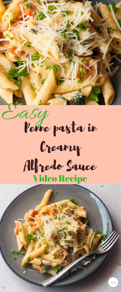 Penne pasta in Creamy Alfredo Sauce
