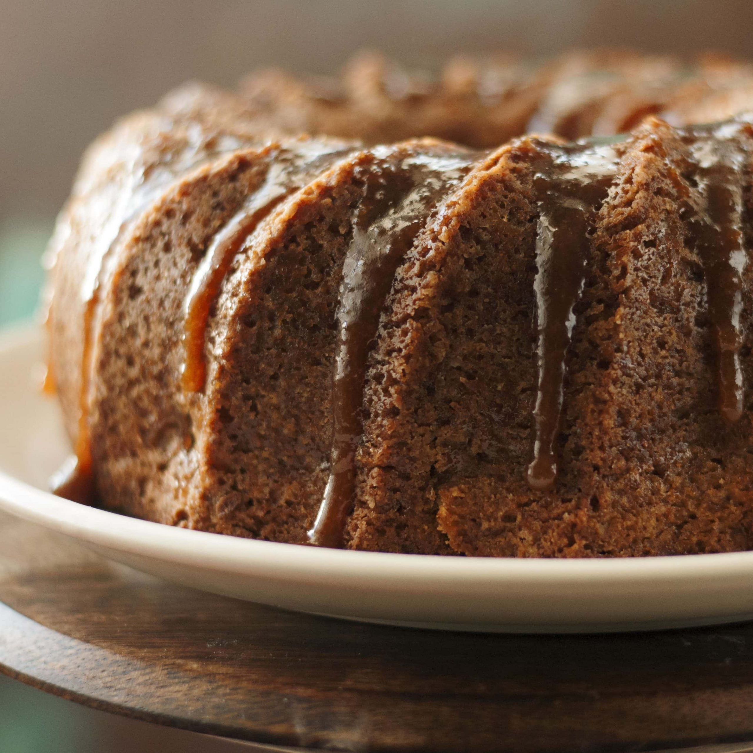 Warm Apple Cinnamon Cake with Lemon Caramel Glaze