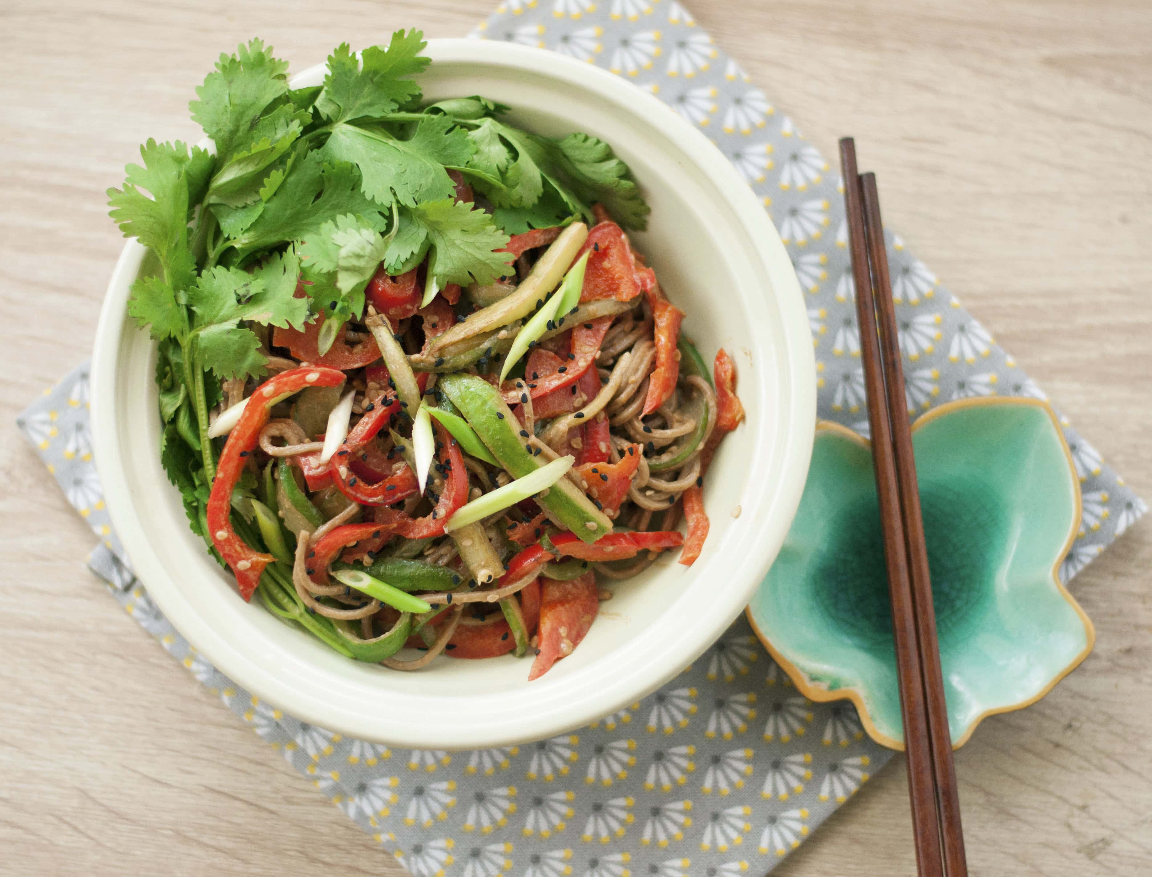 cold soba noodles with peanut sauce