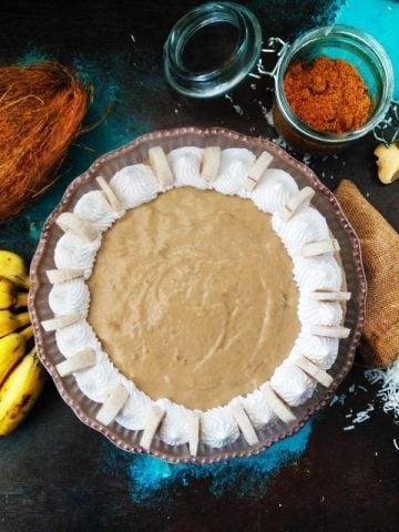 Coconut Jaggery Cake with Banana Curd