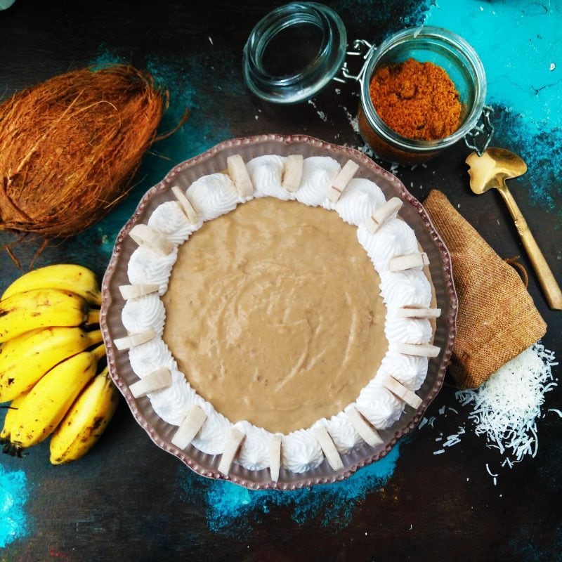 coconut cake with banana curd