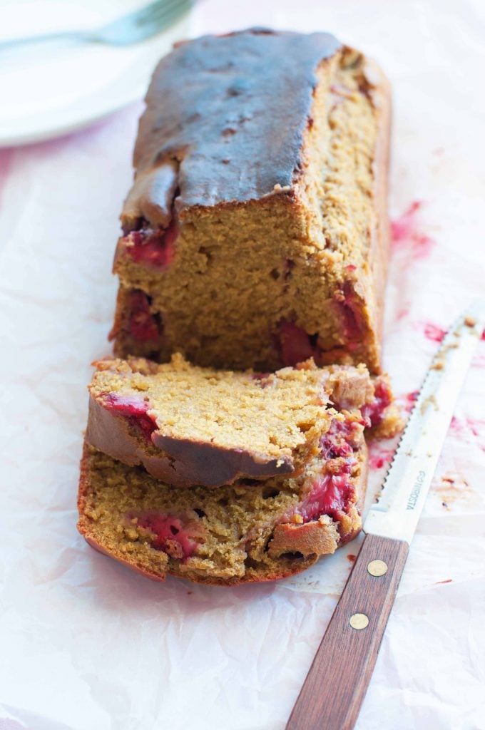 Slices of Healthy Whole Wheat strawberry cake 