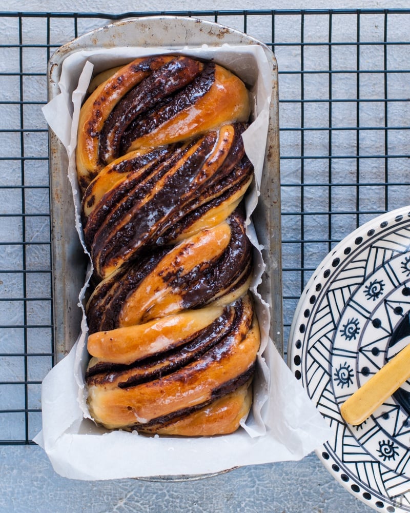 a loaf of chocolate babka