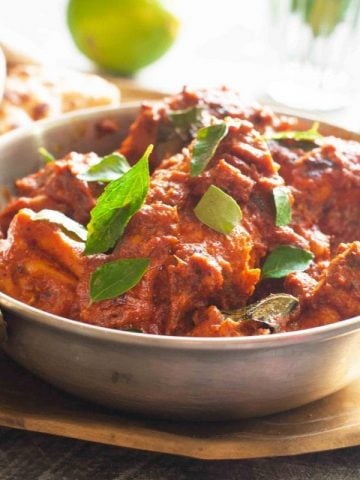 Authentic Mangalorean Chicken Ghee Roast made with whole spices,tamrind and jaggery.