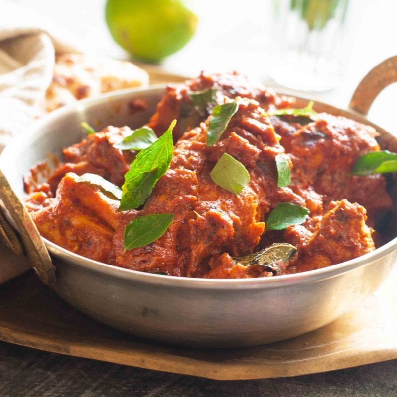 Authentic Mangalorean Chicken Ghee Roast made with whole spices,tamrind and jaggery.