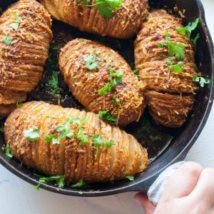 Baked Parmesan Hasselback Potatoes with herbs and garlic