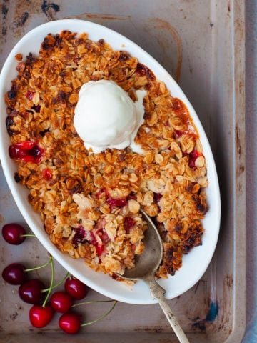 Cherry & Rhubarb Crumble