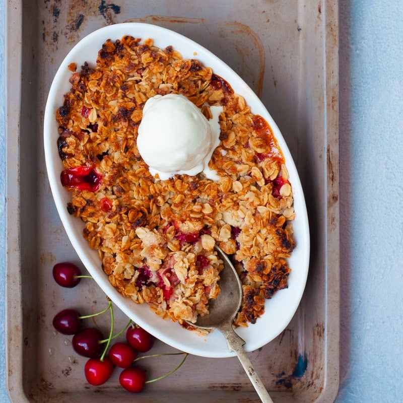 Cherry & Rhubarb Crumble