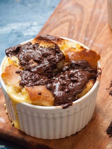 15 minute Chocolate Bread Pudding - A Super Fast,Easy to make, Fool proof,Warm and Comforting, no fail Chocolate dessert recipe.