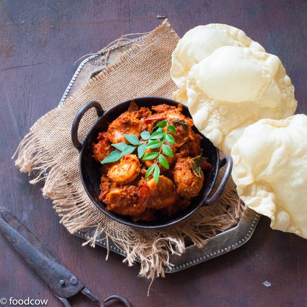 Mangalorean Prawn Sukka - A spicy, tangy Prawn roast from the west coast of india made with chillies,tamarind and fresh coconut.