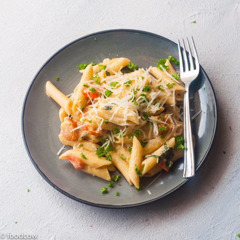 Penne pasta in Creamy Alfredo Sauce