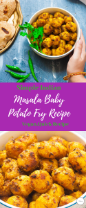 Masala Baby Potato Fry Recipe - Roasted New Potatoes in Indian Spices.Vegetarian Everyday Simple Sabzi best served with Dal and Rice/Roti