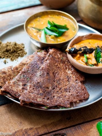 Instant Ragi Dosa recipe - Finger millet Crepe without Dairy or Wheat.