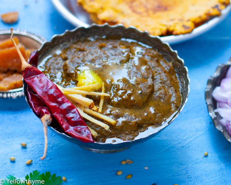 Easy Sarson ka Saag for Beginners with Makki Ki Roti - Simple Punjabi Saag made with Spinach and mustard Greens - Instant Pot & Pressure cooker Recipe