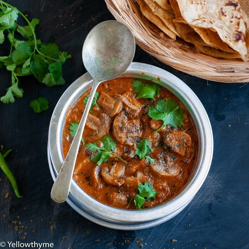 instant pot mushroom masala| quick vegan curry recipe