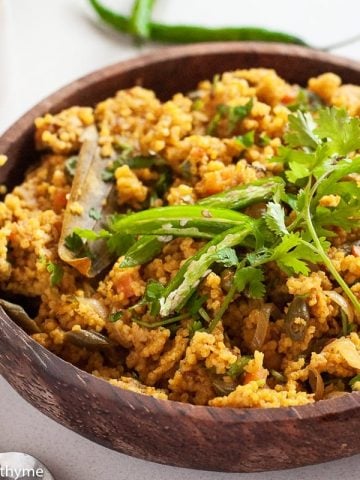 Healthy Foxtail Millet Tehri - Vegetarian Indian Turmeric Millet Pulav Recipe