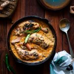 Mughlai Saffron Chicken Chaap Recipe – Whole Chicken leg pieces cooked in a rich gravy with cashew, poppy seeds and saffron #chicken #indianchicken #mughlai #saffron #chickenroast #indianchickenrecipe