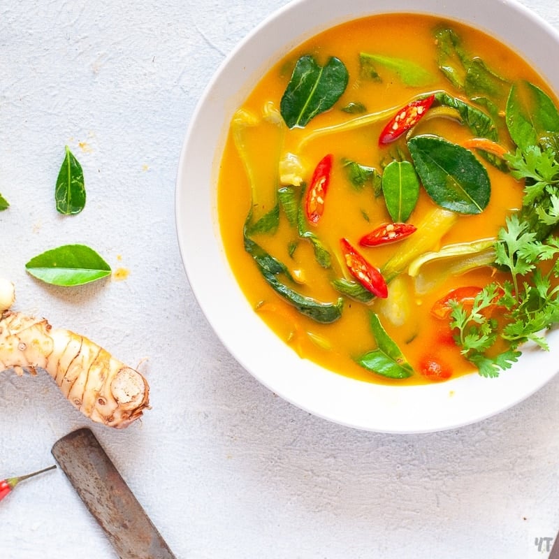 Healthy Thai Pumpkin Soup made with Thai Red Curry Paste and Coconut Milk.A perfect whole 30 approved,Paleo,Gluten Free Dinner