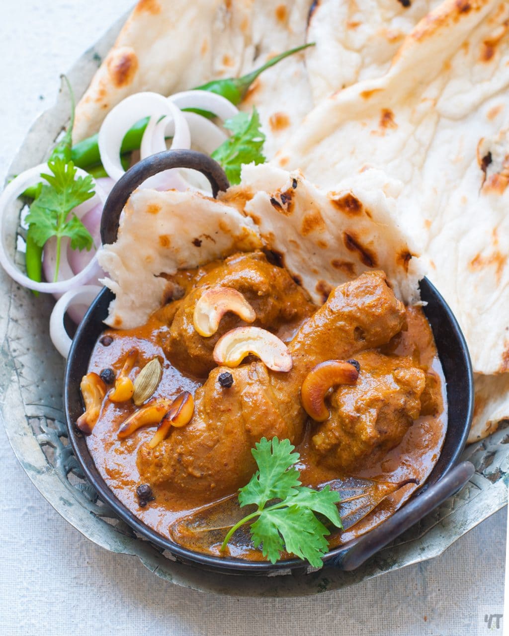 Mughlai Chicken Korma -North Indian Chicken Curry made Cashews,Poppy Seeds and whole Spices.A quick Instant Pot recipe and slow stove top recipe included. #instantpot #korma #chickenkorma #mughlai #northindianchicken #chickencurry