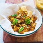 Air Fryer Curry Cauliflower - Super Crispy, spicy cauliflower fried in airfryer with only 1 teaspoon of oil.Super low carb Vegan Recipe. #cauliflower #lowcarb #vegan #paleo #whole30 #airfryer
