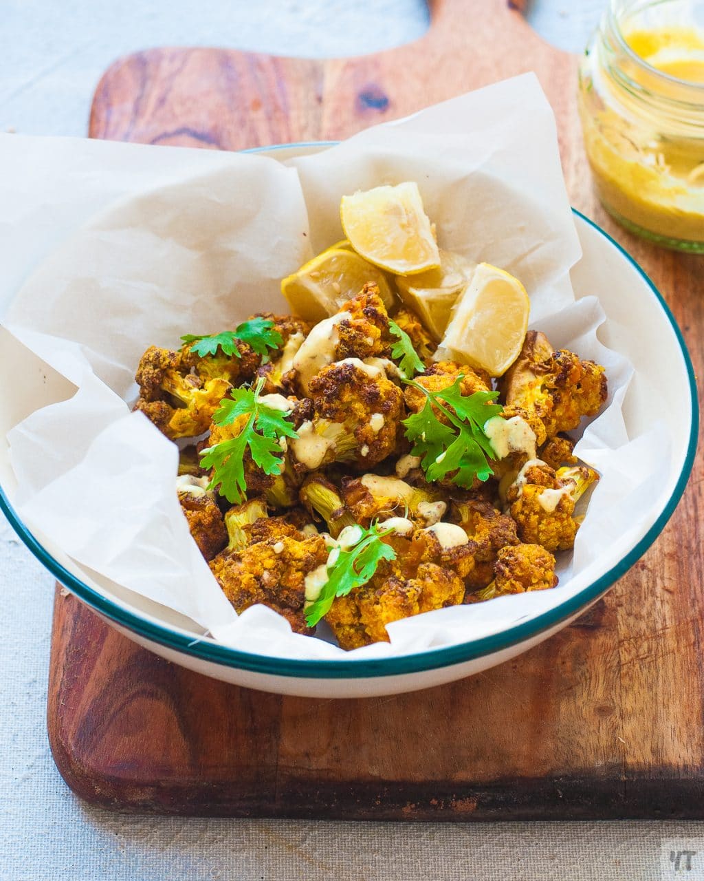 Air Fryer Curry Cauliflower - Super Crispy, spicy cauliflower fried in airfryer with only 1 tsp of oil.Super low carb Vegan Recipe. #cauliflower #lowcarb #vegan #paleo #whole30 #airfryer
