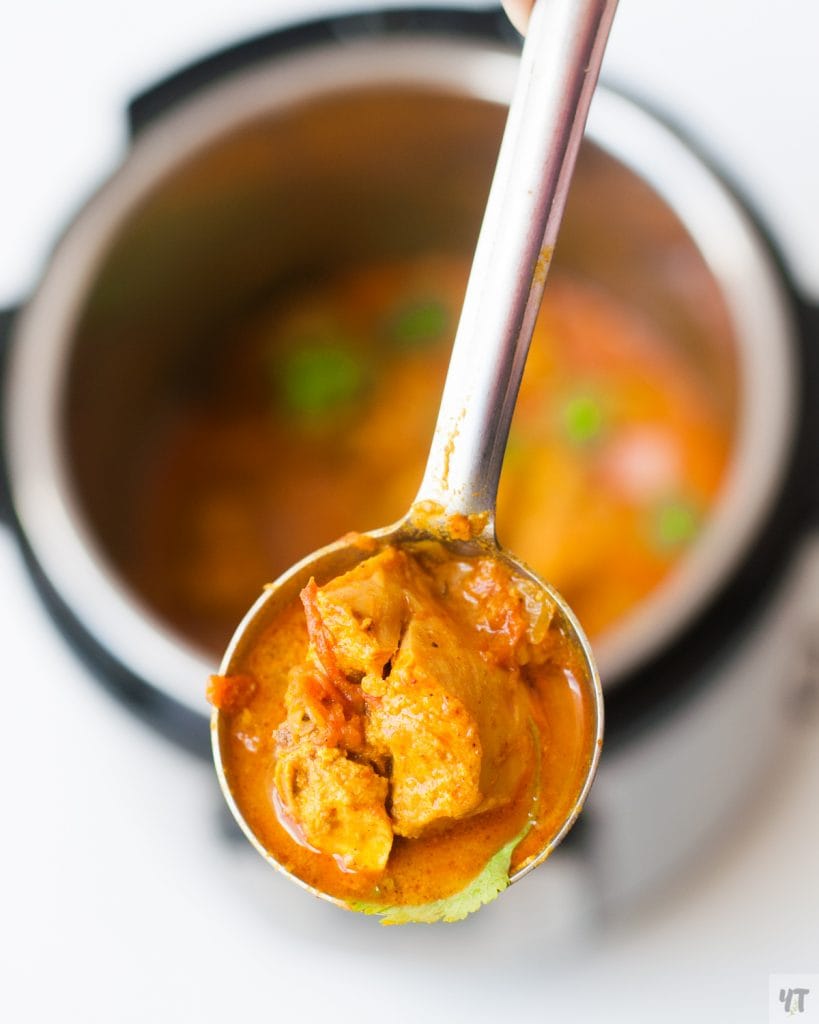 Instant Pot Indian Chicken Curry - Quick & Easy Desi Chicken Curry recipe made with bone in chicken, yogurt and spices under 30 minutes. #chickencurry #indian #instantpot #curry #easy #quick #indianfood #indianrecipe #recipe #instantpotindianrecipe