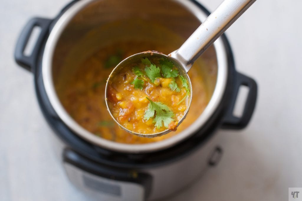 Instant Pot Toor Dal- Simple indian lentil recipe using split pigeon peas pressure cooked in Instant Pot.Basic Indian Recipe which is Vegan & Gluten Free. #instantpot #dal #indianinstantpotrecipe