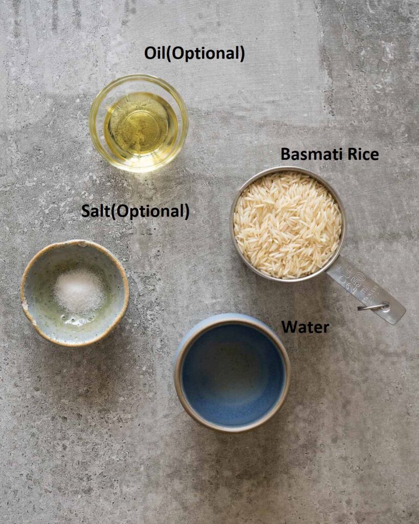 Ingredients needed to make instant pot basmati rice
- uncooked basmati rice
-water
-salt
-Oil