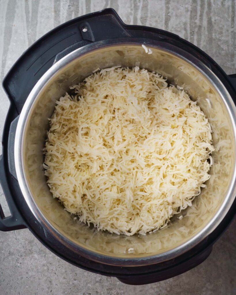 Cooked Basmati rice in the instant pot