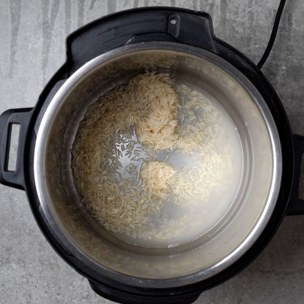 rice along with water in the instant pot