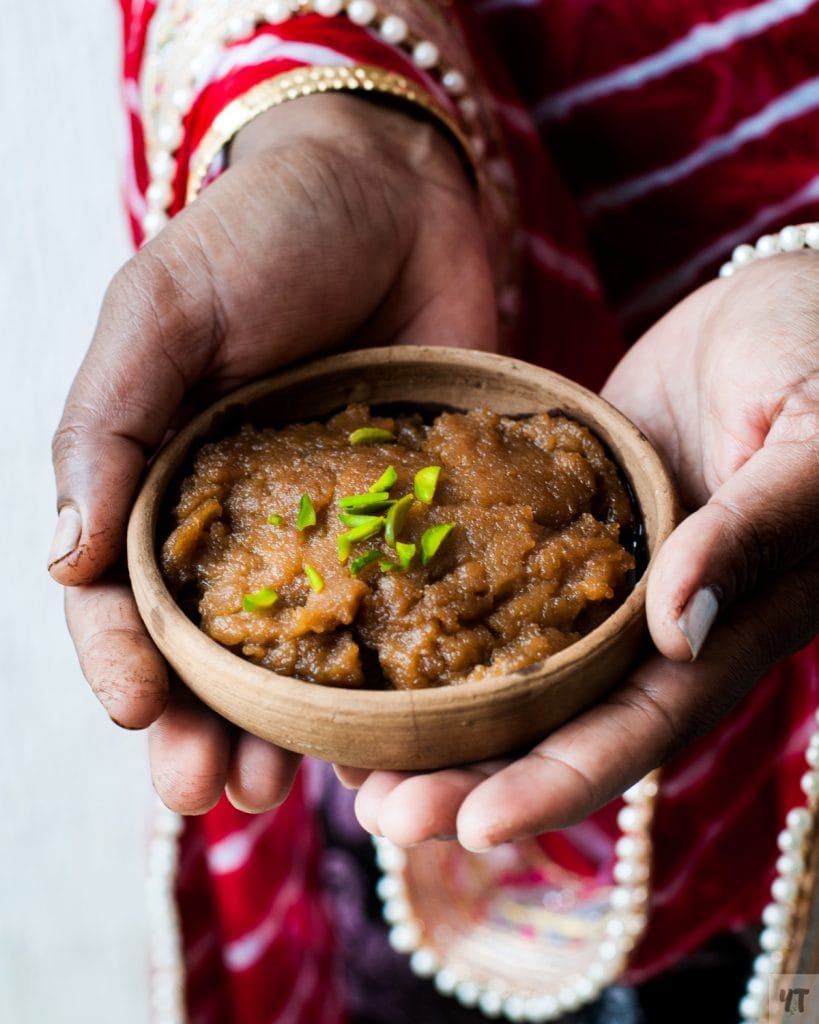 Aate Ka Halwa in hands