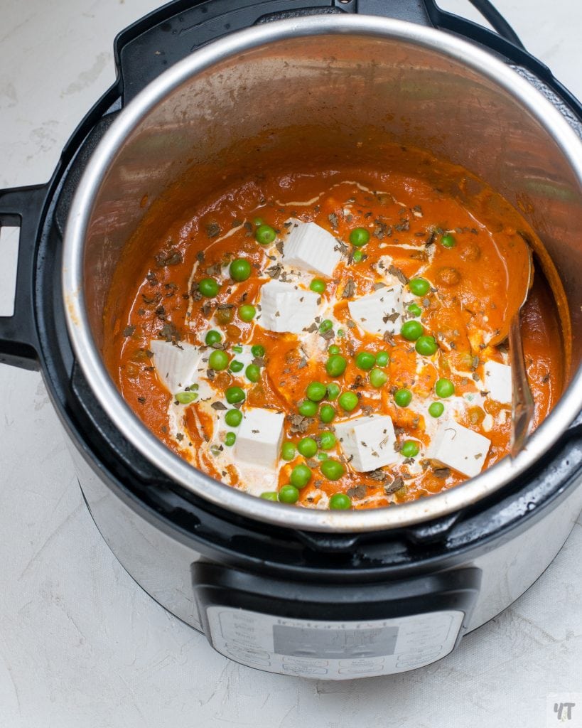 Instant Pot Matar Paneer in insta pot