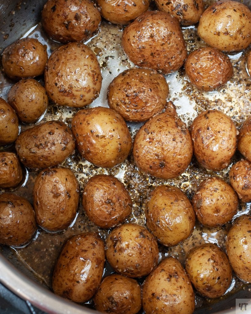 Close up of Instant Pot Roast Potatoes 