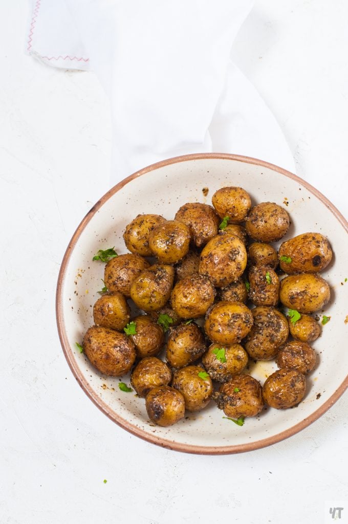 Instant Pot Roast Potatoes in a white bowl