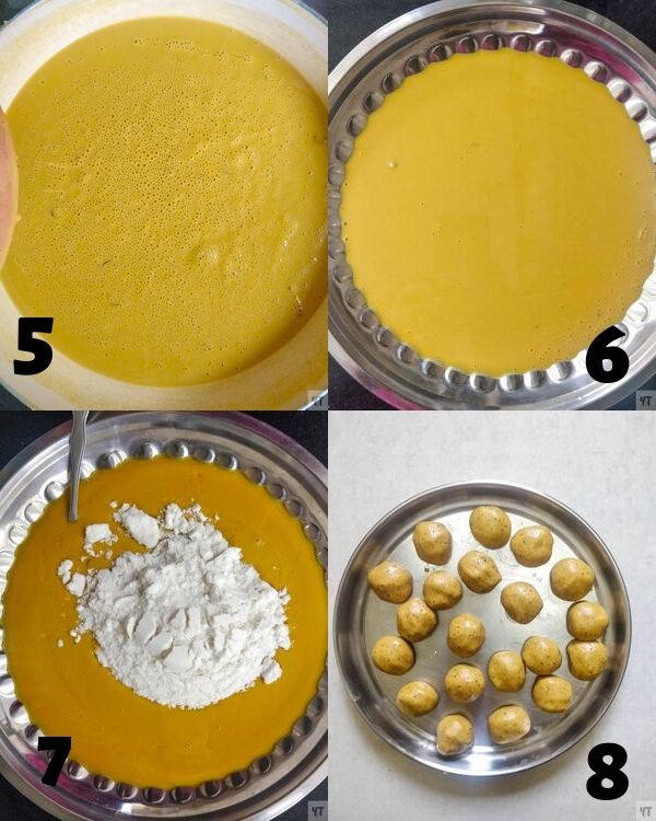 making and shaping of besan laddu