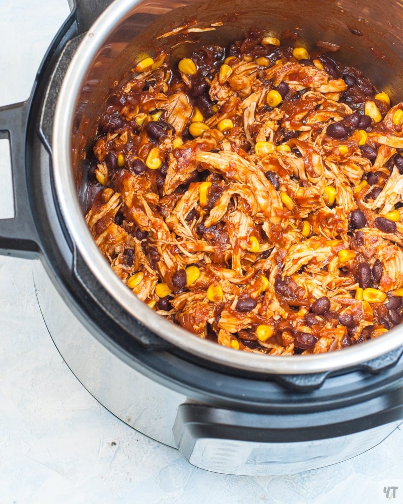 Instant Pot Salsa Chicken with beans and corn