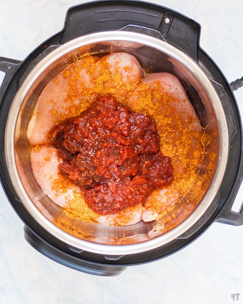 Making Salsa chicken in the instant pot with homemade salsa