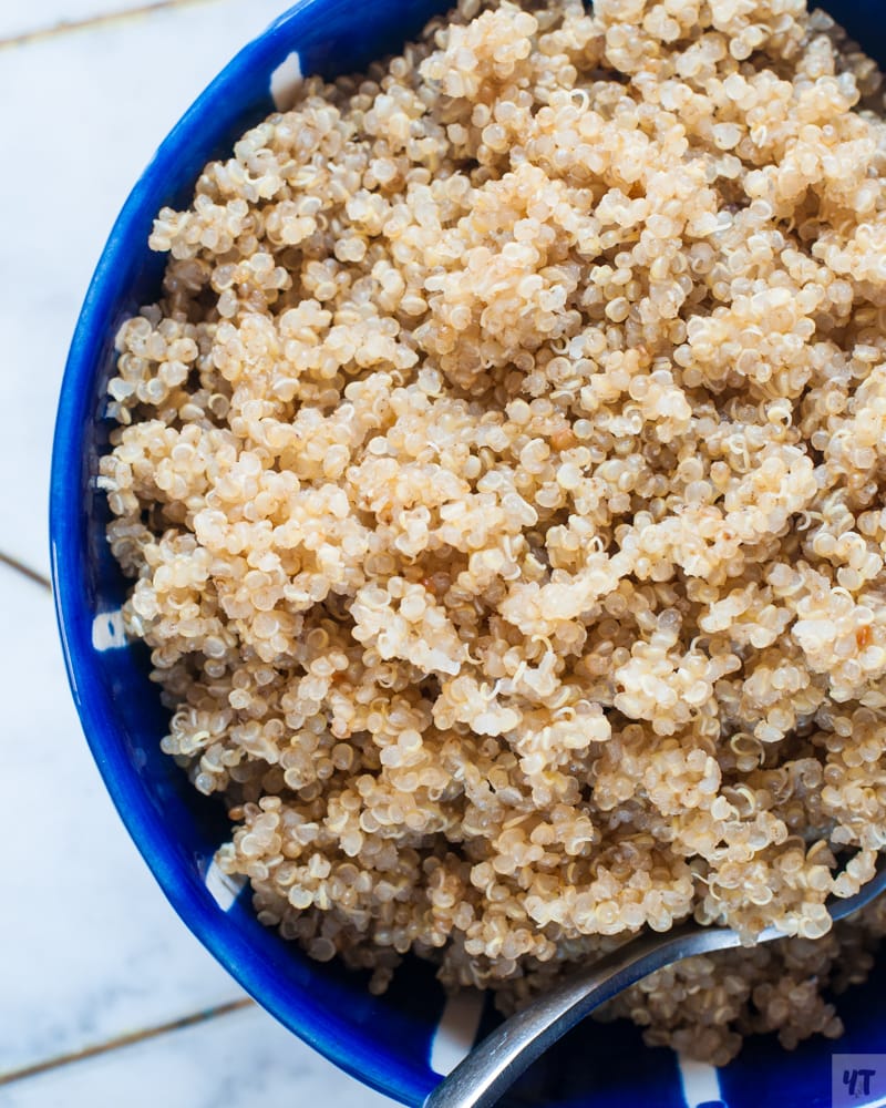 Instant Pot Quinoa in a blue bowl