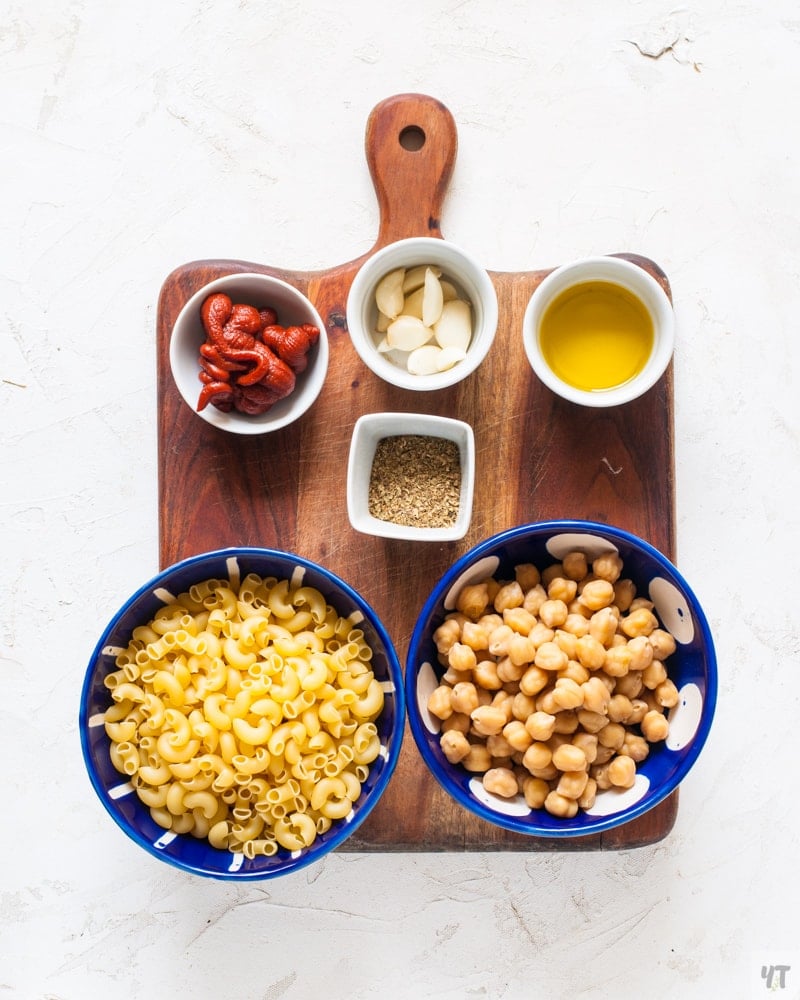 Ingredients for Instant Pot Pasta with chickpeas