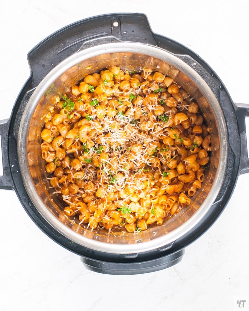 Ingredients for Instant Pot Pasta with chickpeas with parmesan