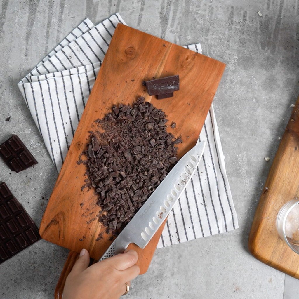 Cut Chocolate to make Chocolate Babka