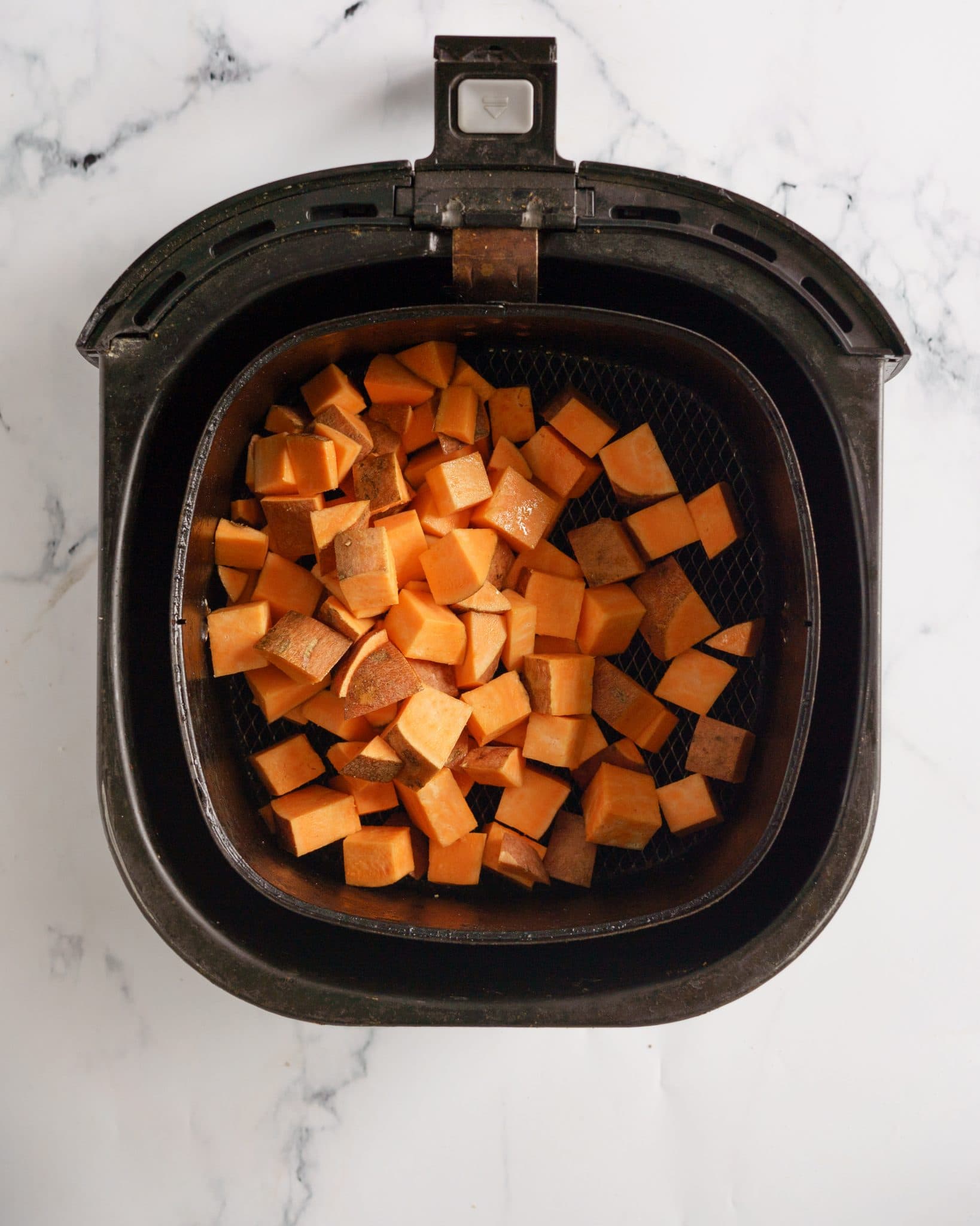 Air fry sweet potato cubes