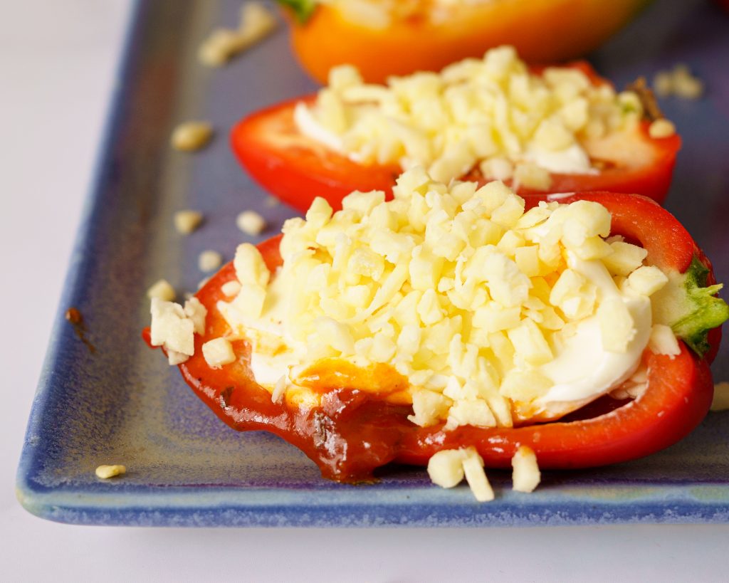 Stuffed Mini Peppers with cream cheese and mozzarella